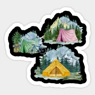 Camping Vintage Since Established Retro Collage Sticker